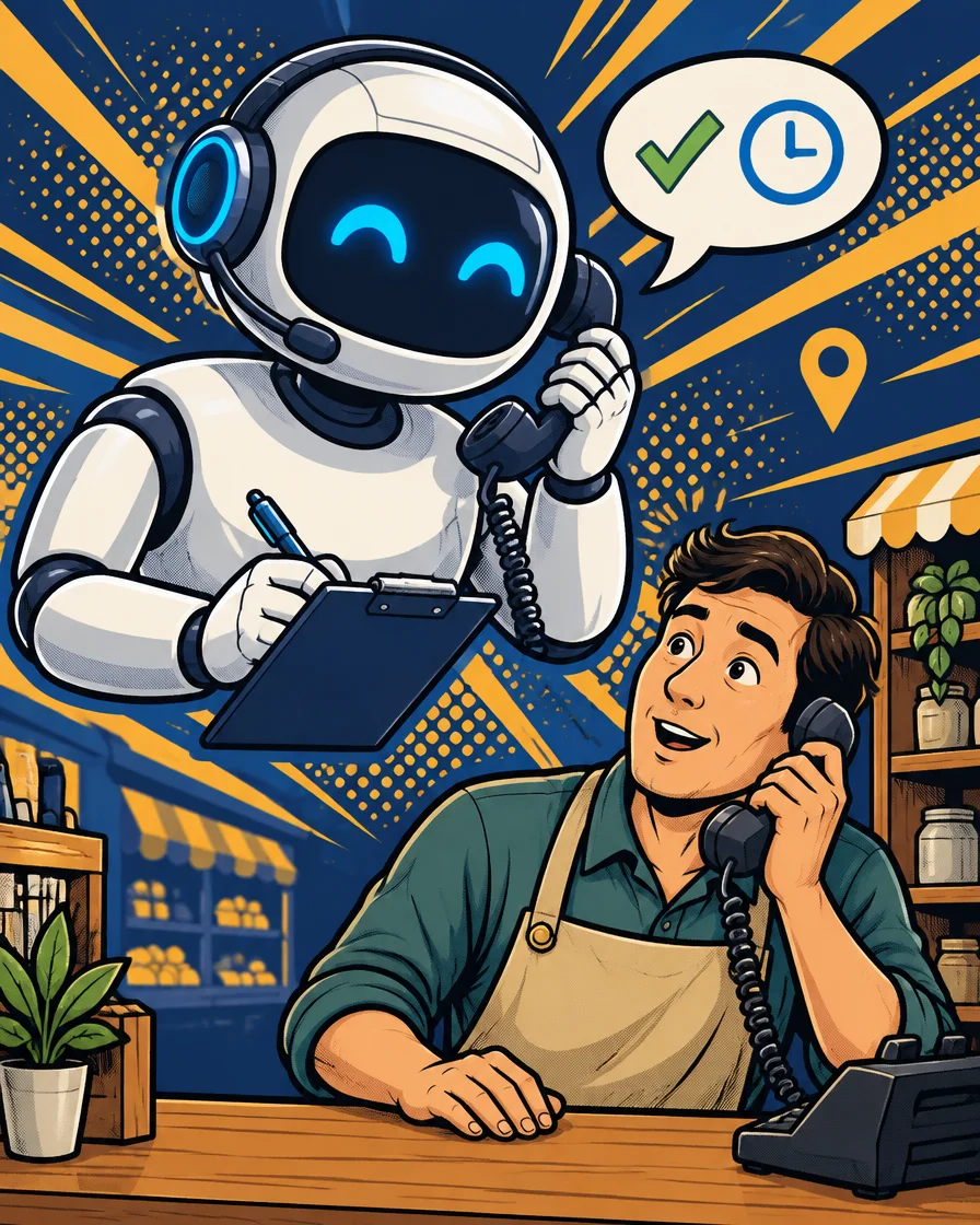 Illustration: Googles automatisierter Assistent ruft in einem Laden an und notiert die Antworten des Mitarbeiters zu Öffnungszeiten und Leistungen